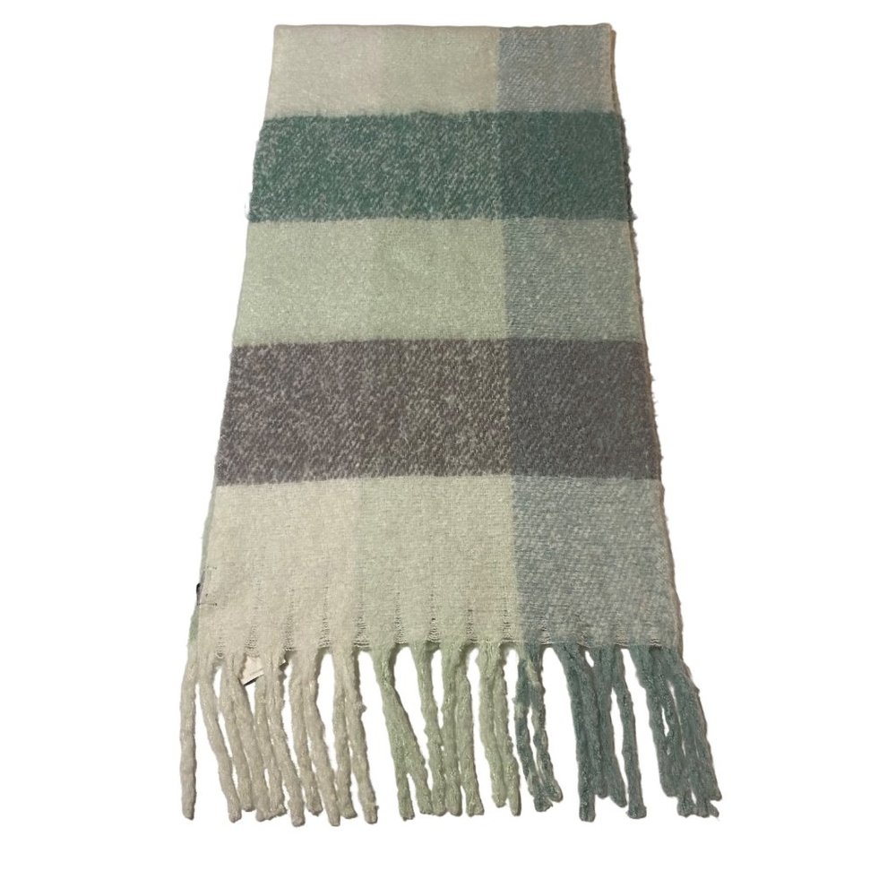 Steve Madden Lime Striped Plaid Muffler - Picture 14 of 16
